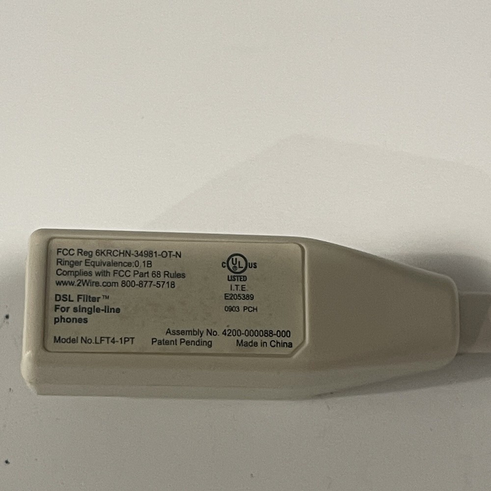 2WIRE DSL Filter Model LFT4-1-PT For Single Line Phones