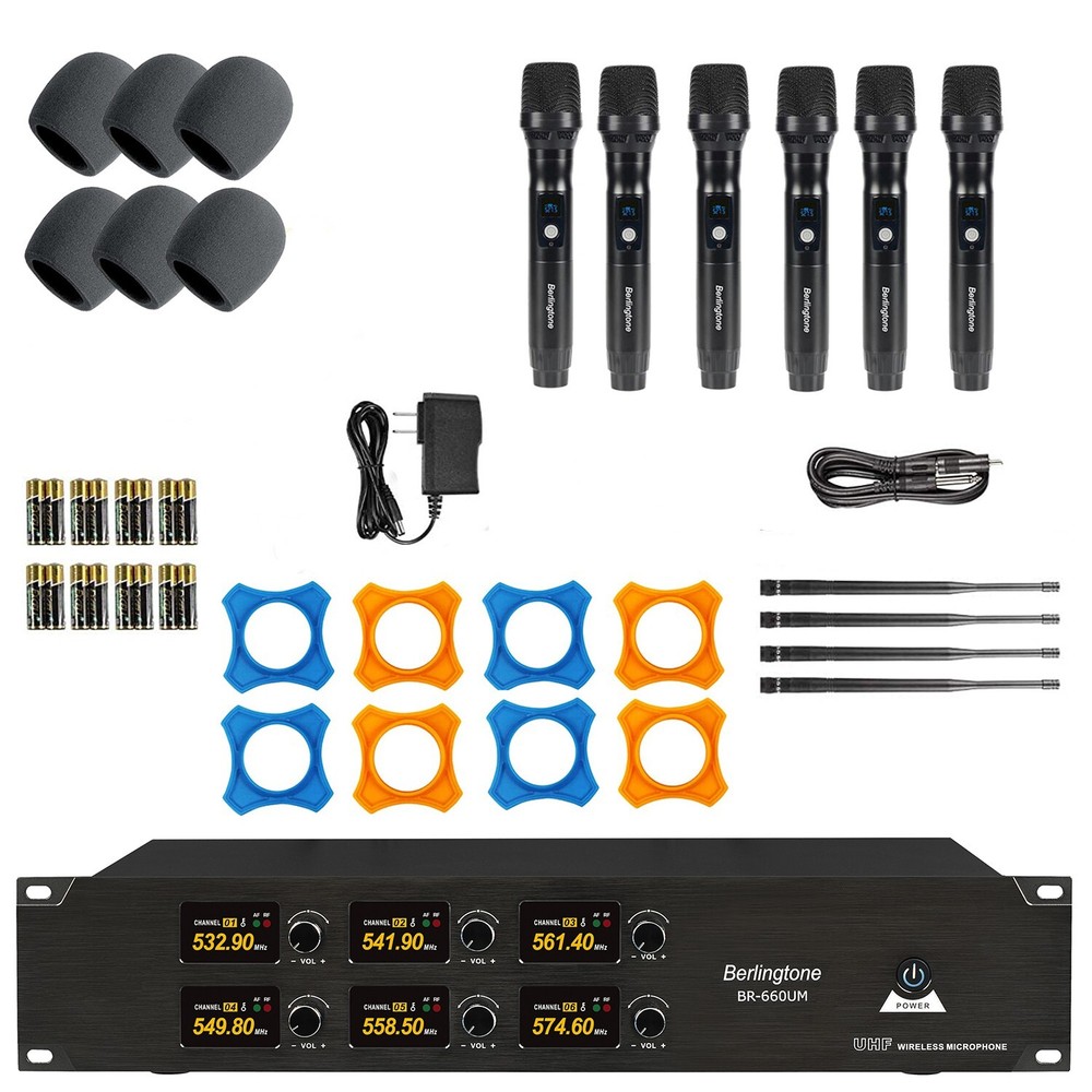 Berlingtone 6-Channel UHF Wireless Microphone System 6 Fixed Frequency Channel