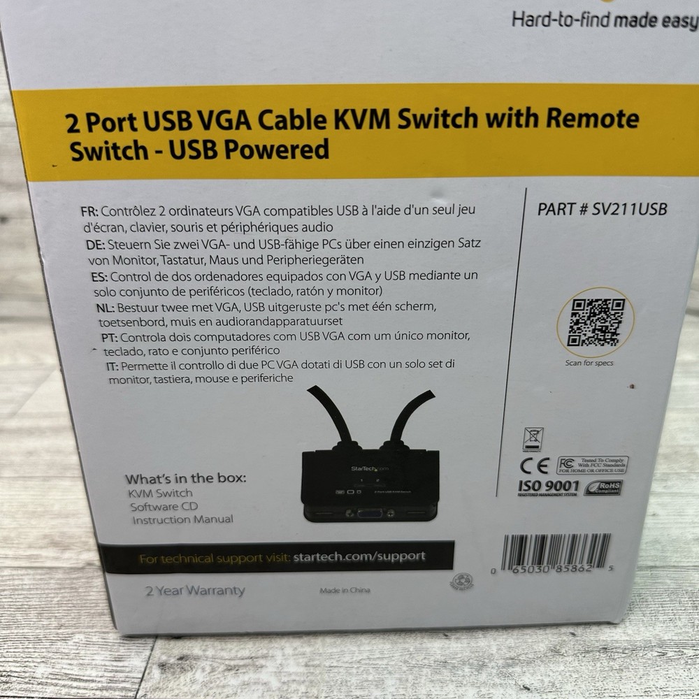 Startech 2 port USB VGA Cable KVM Switch with Remote Switch and USB Power/Data