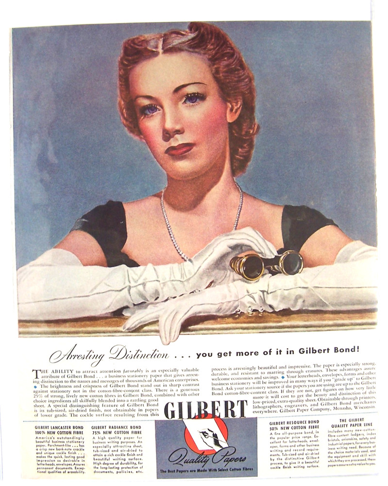 Gilbert Quality Papers "Arresting Distinction" print ad