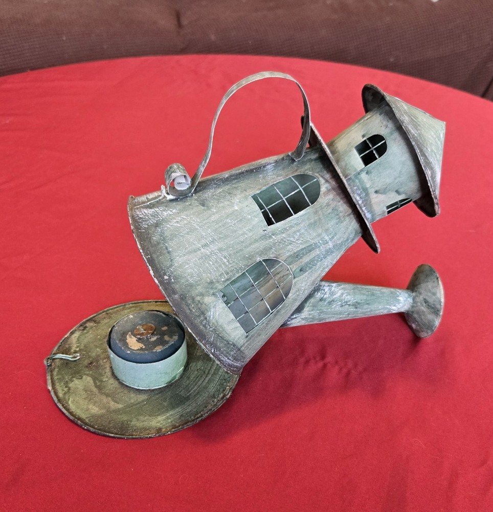 Rustic Lighthouse Watering Can Candle Holder Décor
