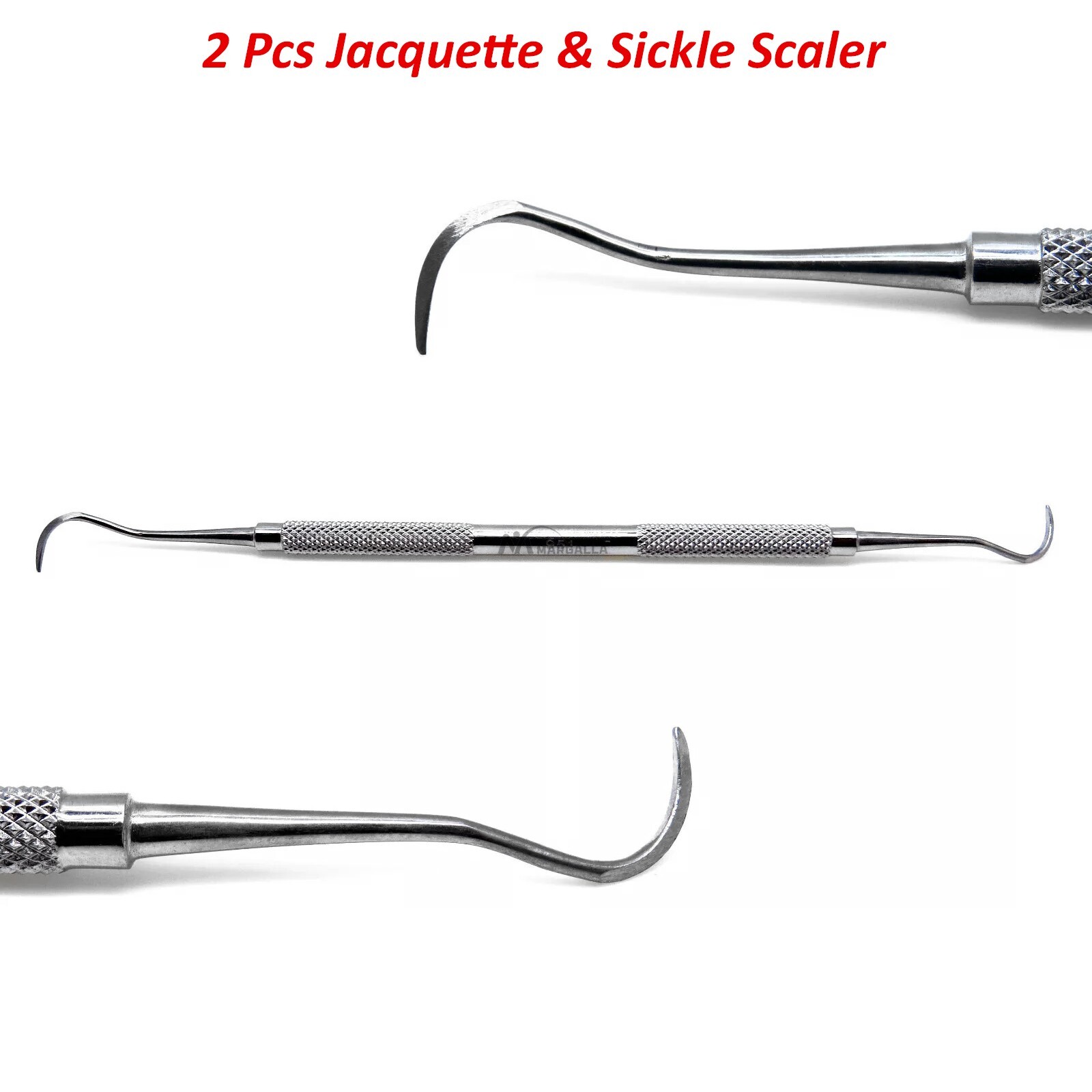 2Pcs Jacquette & Sickle Scaler Anterior Posterior Dental Periodontal Instrument
