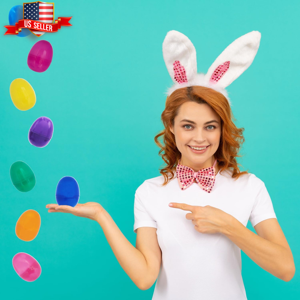 Fillable Easter Eggs with Hinge Bulk Colorful Bright Plastic Easter Eggs, Perfec