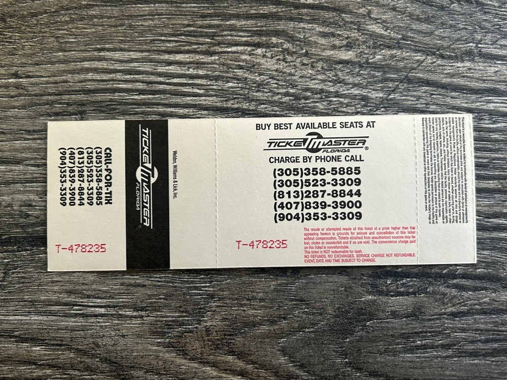 KISS FULL TICKET STUB Daytona Beach Florida Revenge Concert Tour Vintage Kiss