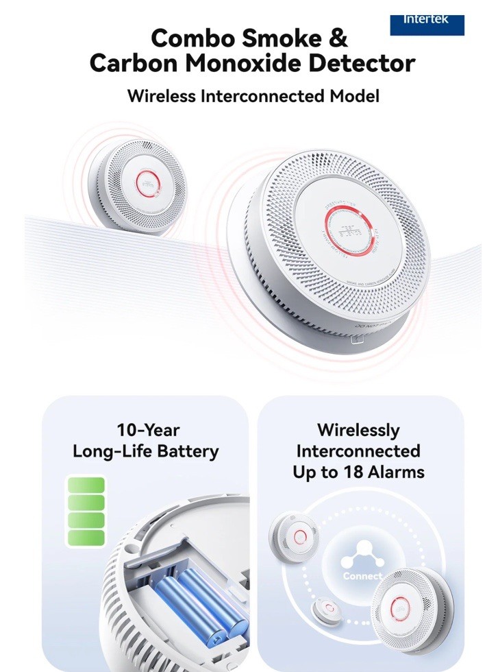 2Pack Siterwell combo smoke carbon monoxide detector