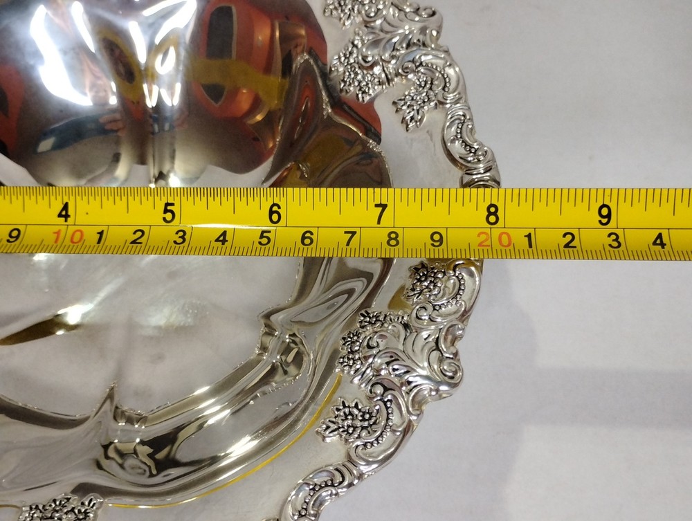 Wallace Silversmiths Fine Silver Plated Grand Baroque Bon Bon Candy Dish 8”