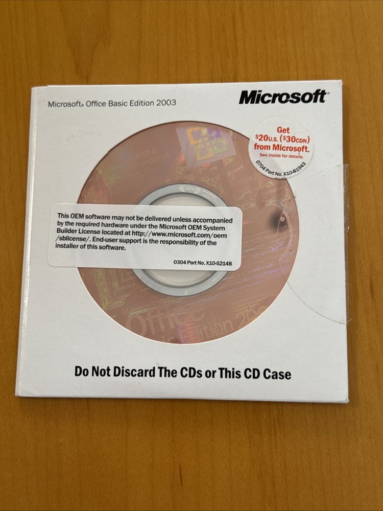 Microsoft Office 2003 full Basic Edition Disc CD Rom with CD key