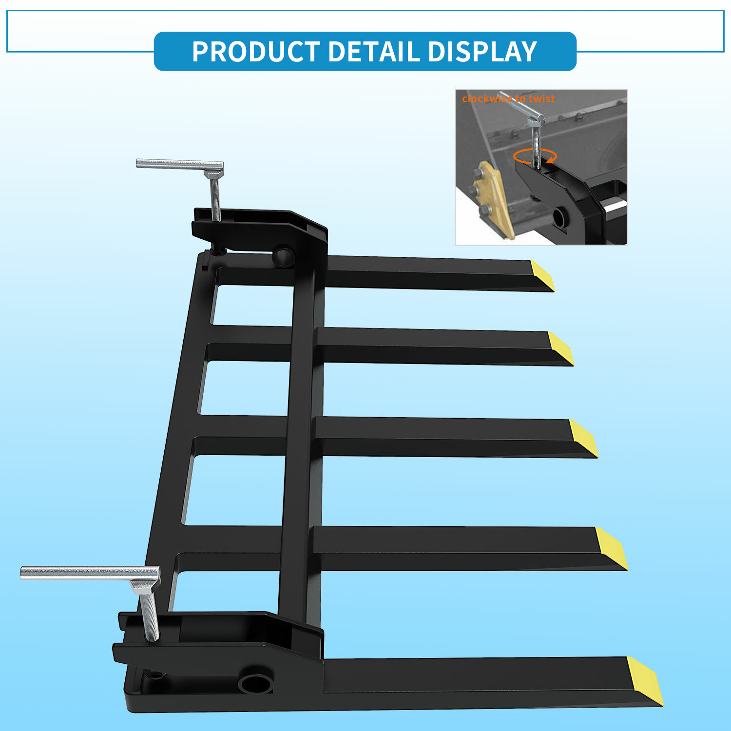 42" Clamp Debris Forks Tractor Skid Steer Loader Bucket Pallet Forks Heavy Steel