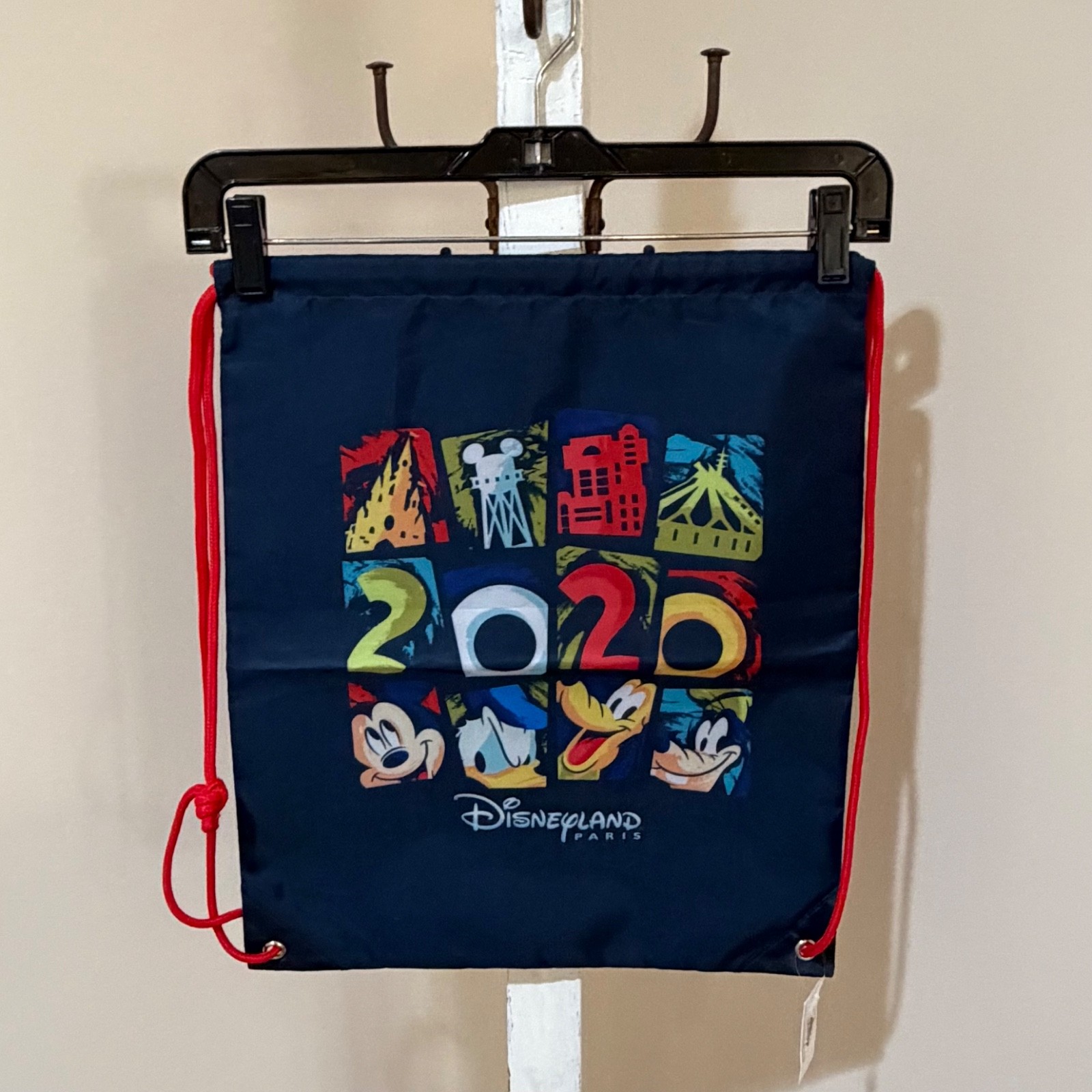 NEW DISNEYLAND PARIS ICONS DRAWSTRING BACKPACK IN NAVY 🎒 🇫🇷 🥐
