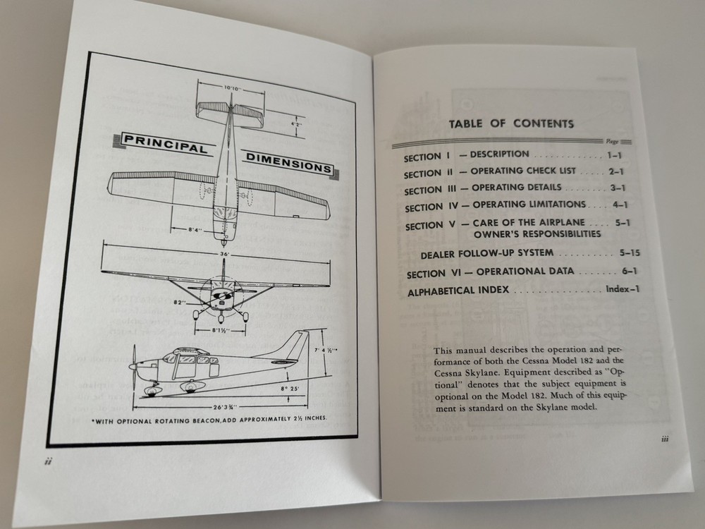Cessna 182D Skylane 1961 Owner's Manual Copy