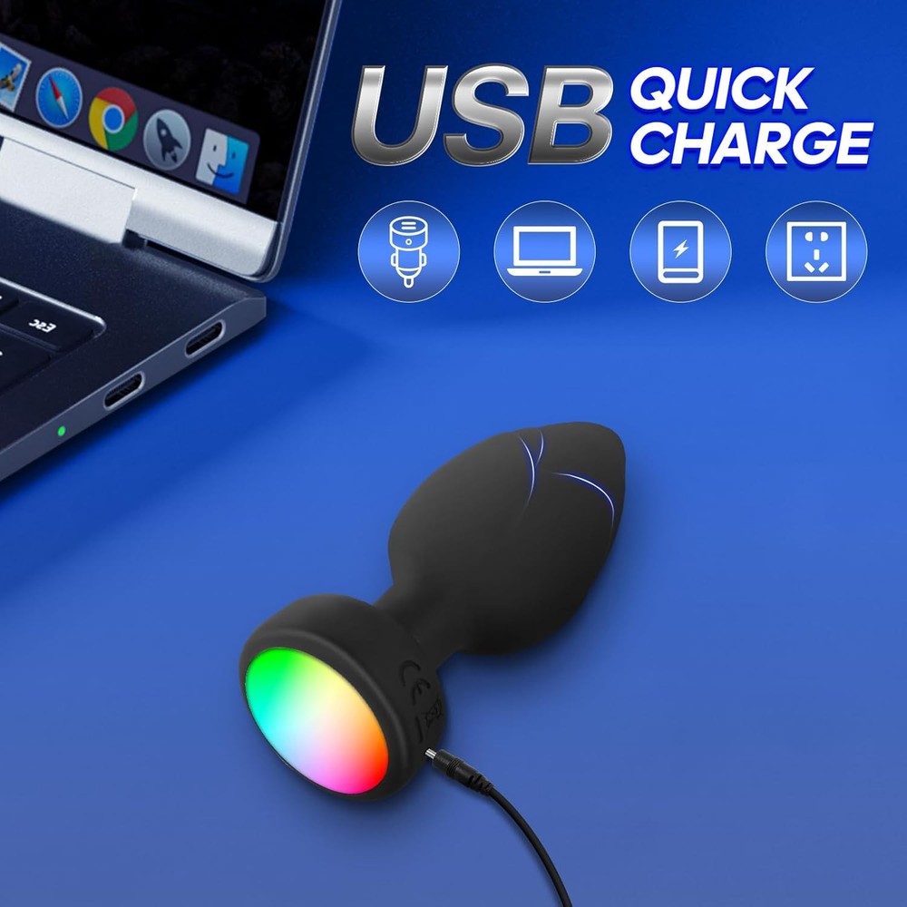 Anal Plug Vibrator with 3Pcs Butt Plug,10 Modes Vibrating Butt Plug - LED Color