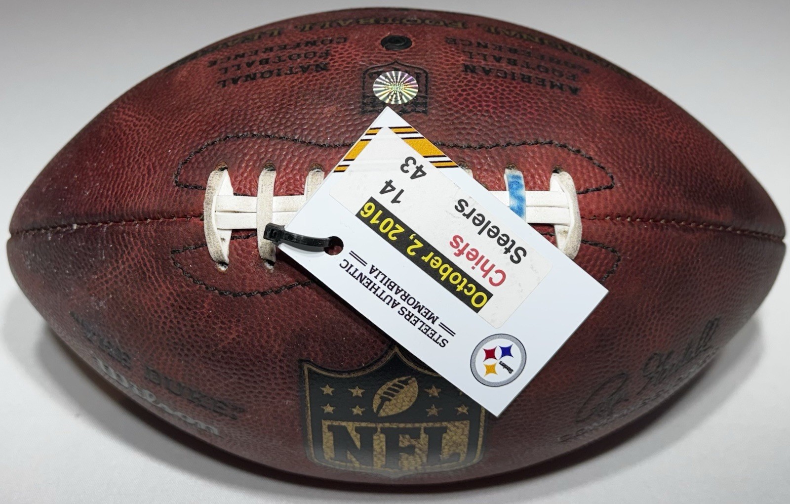 Steelers Antonio Brown Signed Autographed Game Used Football 10/2/2016 vs Chiefs