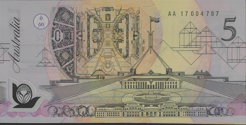 1992 Australian Mint $5 AA17 004797 1st Dated OPT Commemorative Polymer Banknote