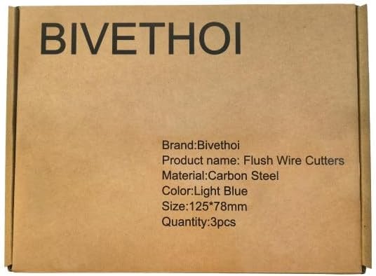 Bivethoi 3pcs Micro Wire Cutters Flush Cut Snips, Small Diagonal Light Blue