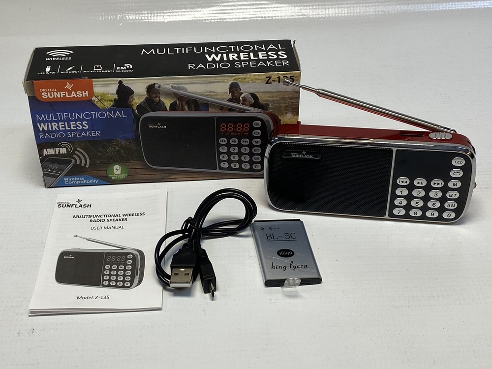 Sunflash Z-135 Multi-Functional Wireless Radio Speaker Bluetooth USB Red