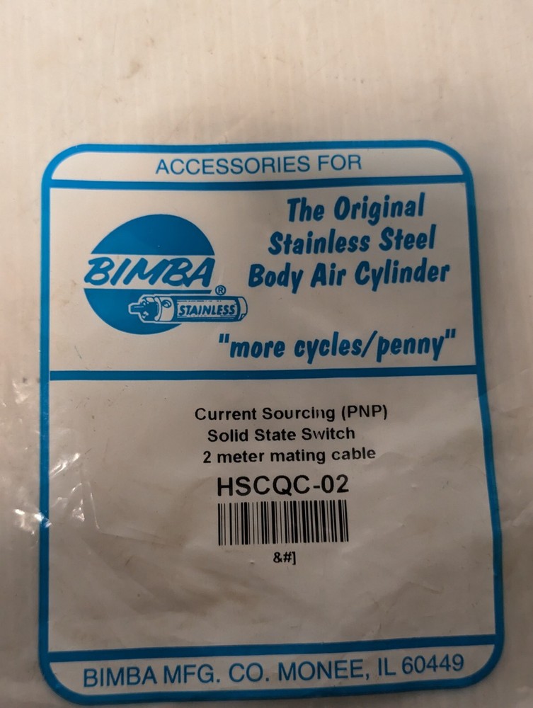 BIMBA HSCQC-02 Hall Effect Solid State Switch PNP + 2M Mating Cable - Free Ship