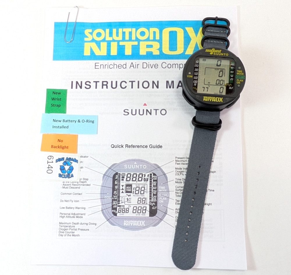 Suunto Solution Nitrox Scuba Dive Wrist Backlit Computer NEW Strap         #6140