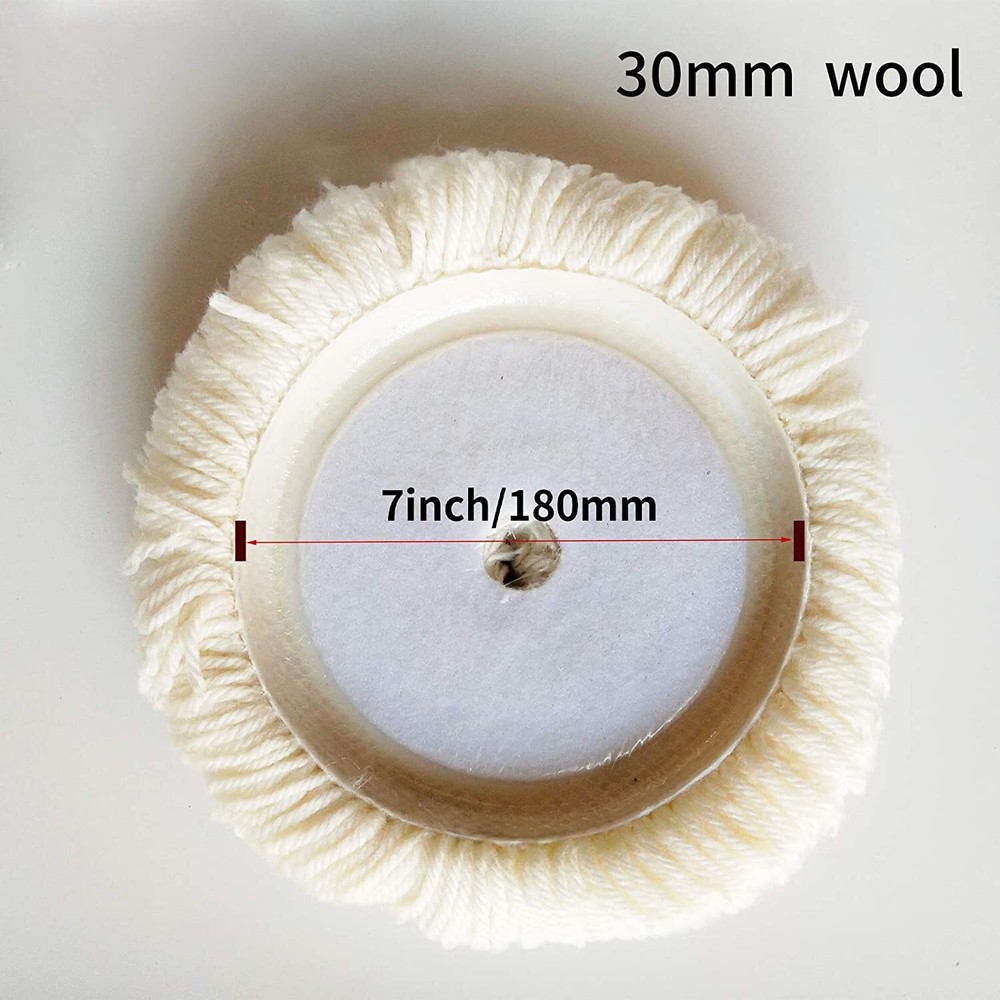 5pack Wool Polishing Pads 7" Buffing Pad Hook & Loop For Cutting & Polishing