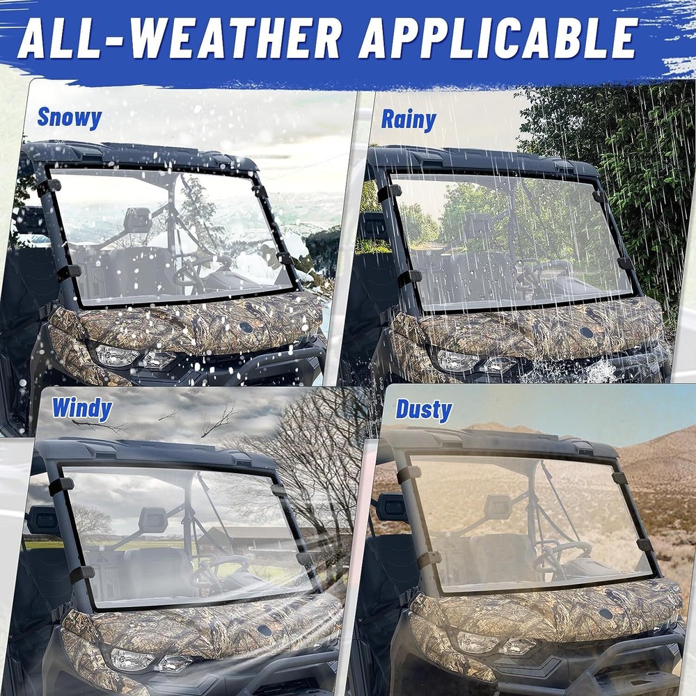UTV Full Windshield Scratch Resistant for Can-Am Defender HD 5 /8 /10 2016-2023