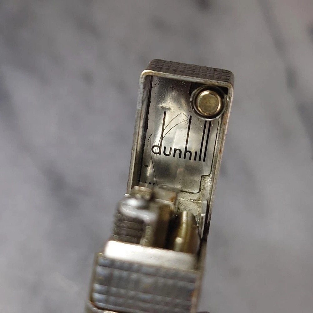 Vintage Dunhill Rolla gas lighter Silver lattice pattern working condition