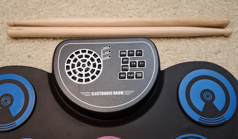 Electronic Drum Set, 9 Drum Practice Pad with Headphone Jack, Roll-up Pad Mac...