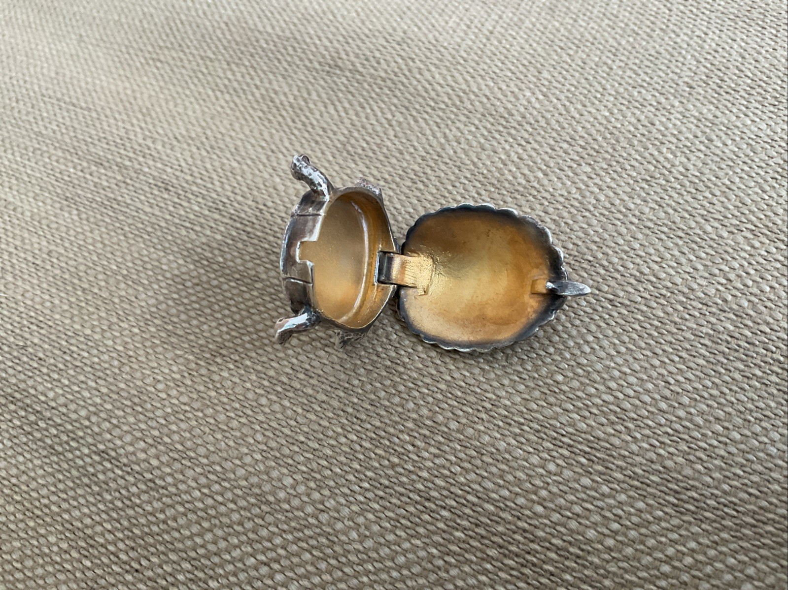 Antique Blackinton Sterling Turtle Pill Box - Gold Wash Inside - GreatCondition!