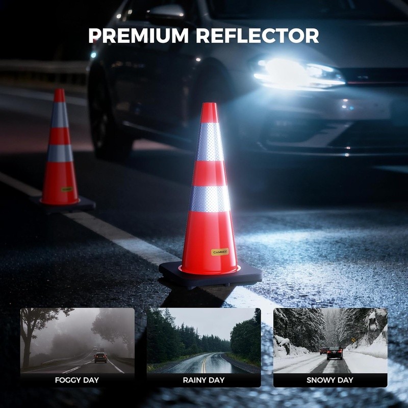 PVC Traffic Cones Reflective Collars Durable Stackable Weather Resistant Safety