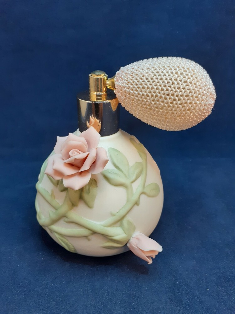 Vintage Capadomonte Floral Perfume Atomizer