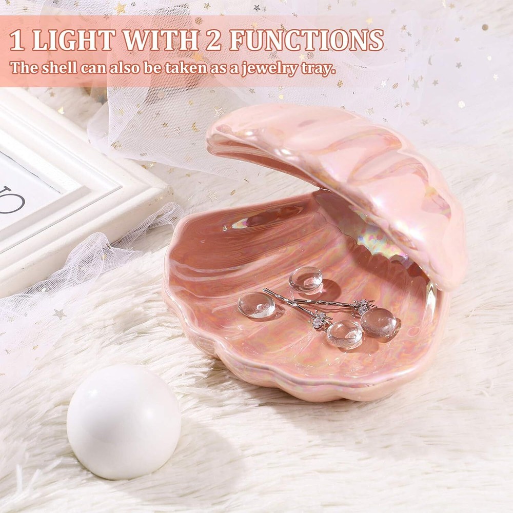 Shell Pearl Light Ceramic Night Light Ceramics Desktop Ornament Portable Night