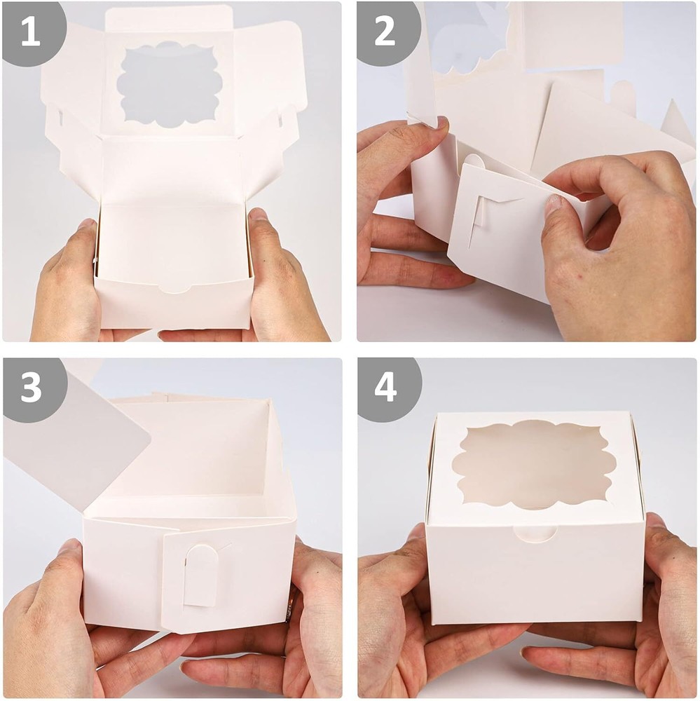 50pcs Cookie Boxes with Window Bakery Small Treat Mini Pie White