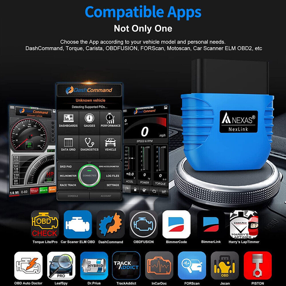 NEXAS NexLink Bluetooth 5.0 OBD2 EOBD Diagnostic Tool Scanner for iOS Android