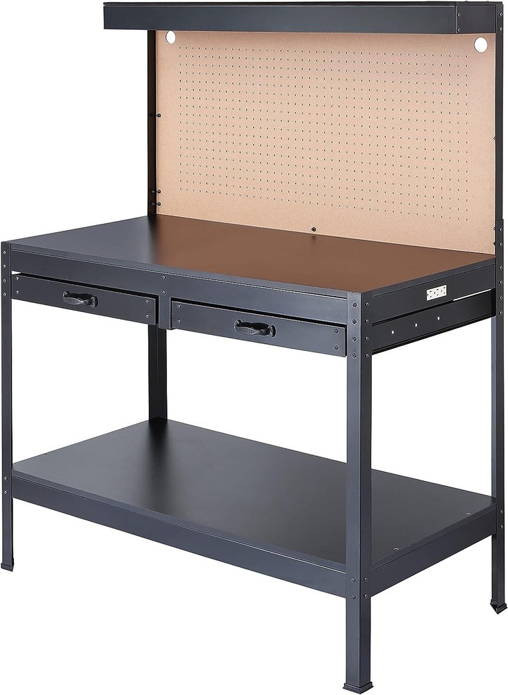 Multipurpose Workbench with Power Outlets & Light - Durable Steel Construction