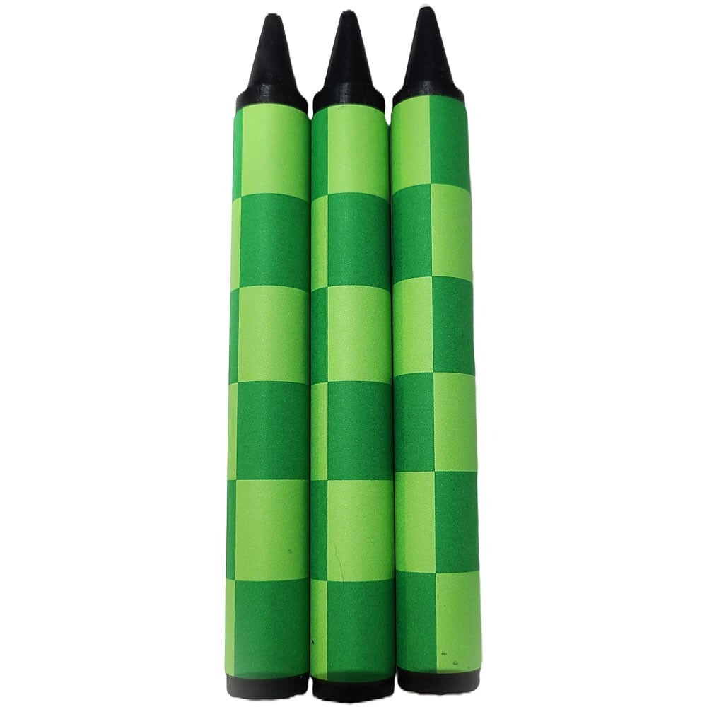 Green Checkered Jumbo Black Crayons