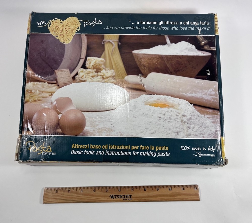 Eppicotispai 9-Piece Pasta Starter Set Rollers Cutters Pins Drying Rack * Italy