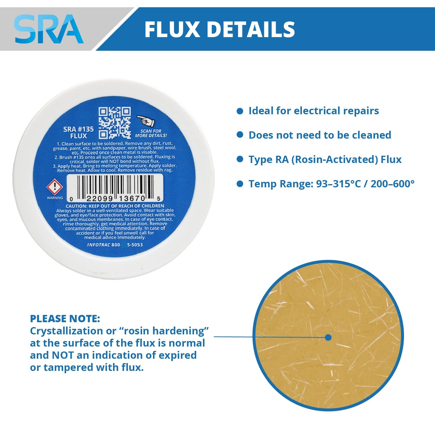 SRA Solder 135 Rosin Paste Soldering Flux For Electronics, No Clean Flux Made...