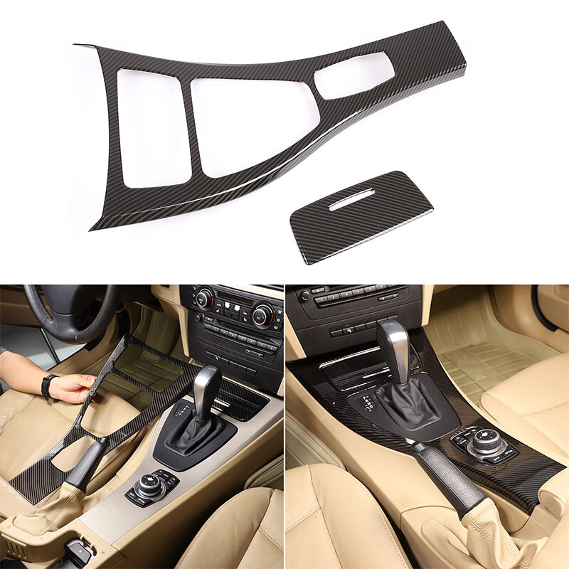 Carbon Fiber Look Center Console Control Panel Cover For BMW E90 E92 E93 08-2012