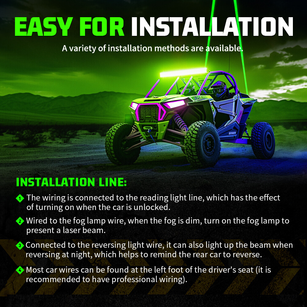 Laser RGB LED Whip Lights Whipless Antenna Remote For ATV UTV Can Am Polaris RZR