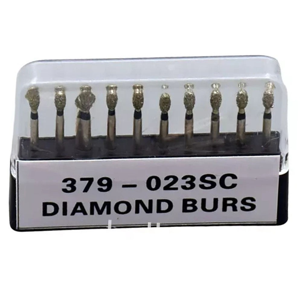20Pcs Dental Diamond Bur FG Egg Football 379/023SC Super Coarse High Speed Black