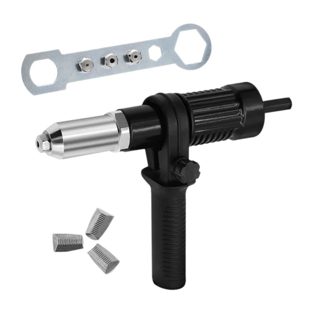 Black Electric Rivet Gun Conversion Adapter With Multi Size Nozzles