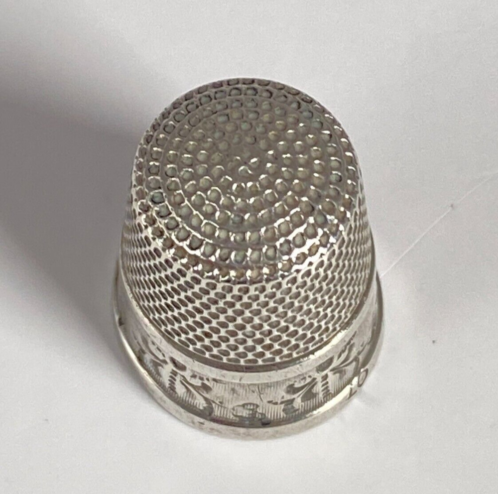 Antique 2x c1910 Solid Silver Thimbles One by U.S.A Simon Brothers & Other