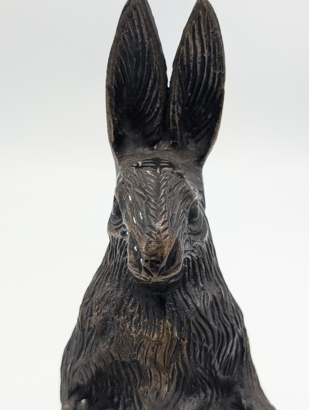 Vintage Bronze Standing Rabbit Hare Doorstop Figurine Sculpture Heavy Bronze Art