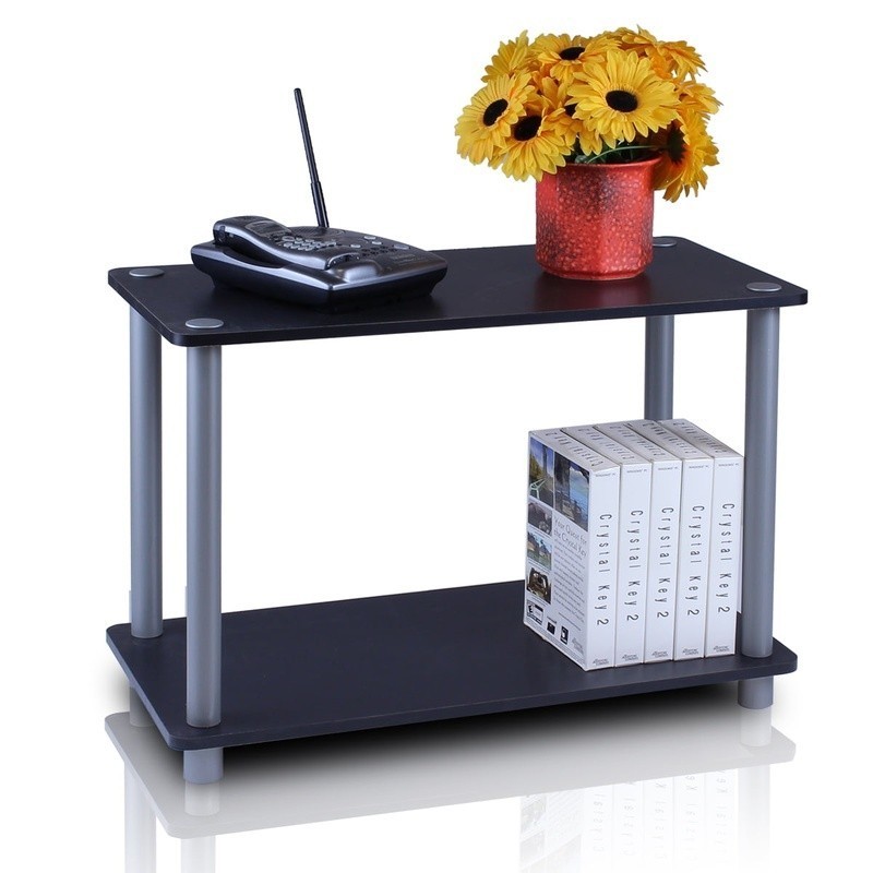 2-Tier No Tools Tube Shelf End Table Multi-functional Storage Unit Indoor Use