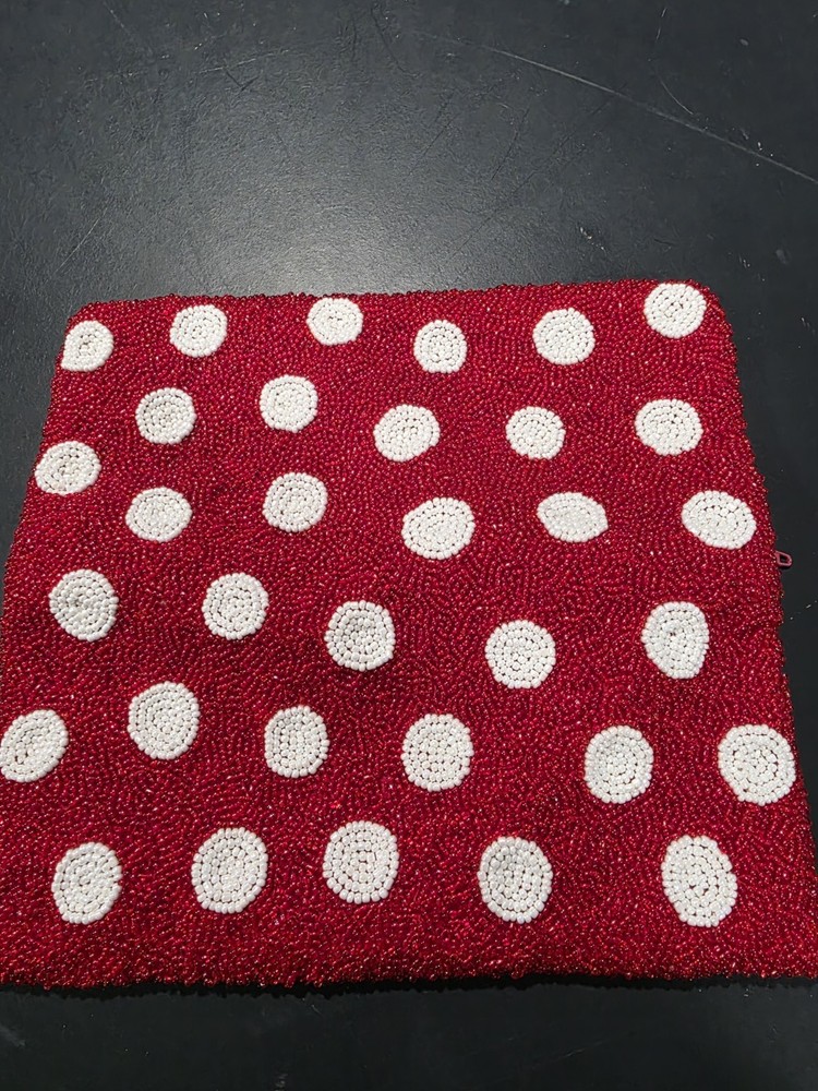 Red Polka Dot Beaded Clutch