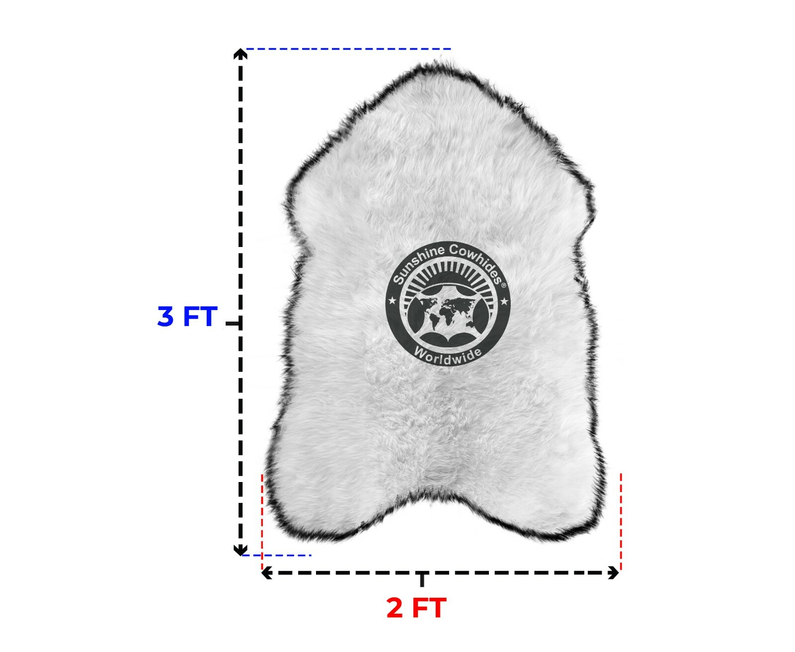 Real Sheepskin Rug Natural White - Size 2 x 3' Lambswool