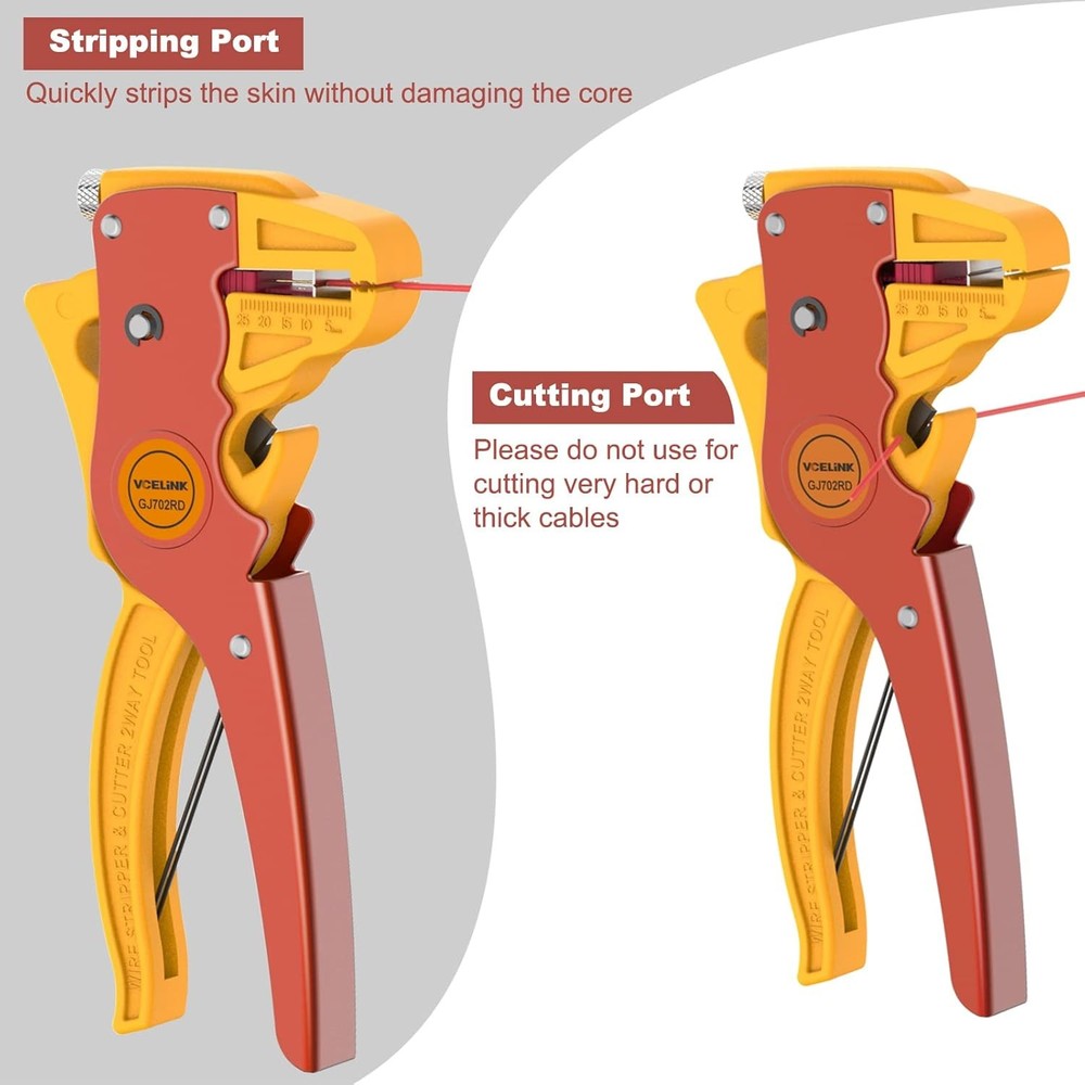 VCELINK Automatic Quickstrip Wire Stripper and Cutter, Professional Orange