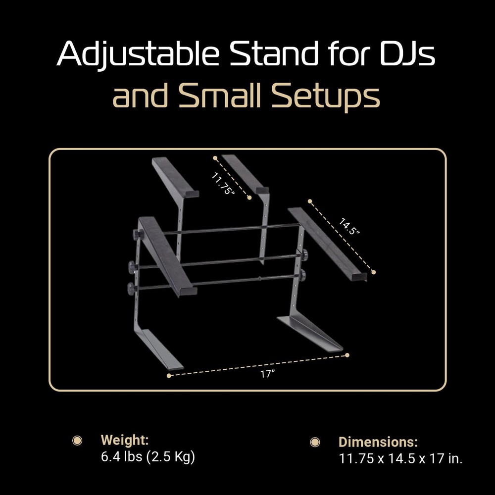 Headliner Covina Portable Dual DJ Controller Stand; Adjustable and Durable