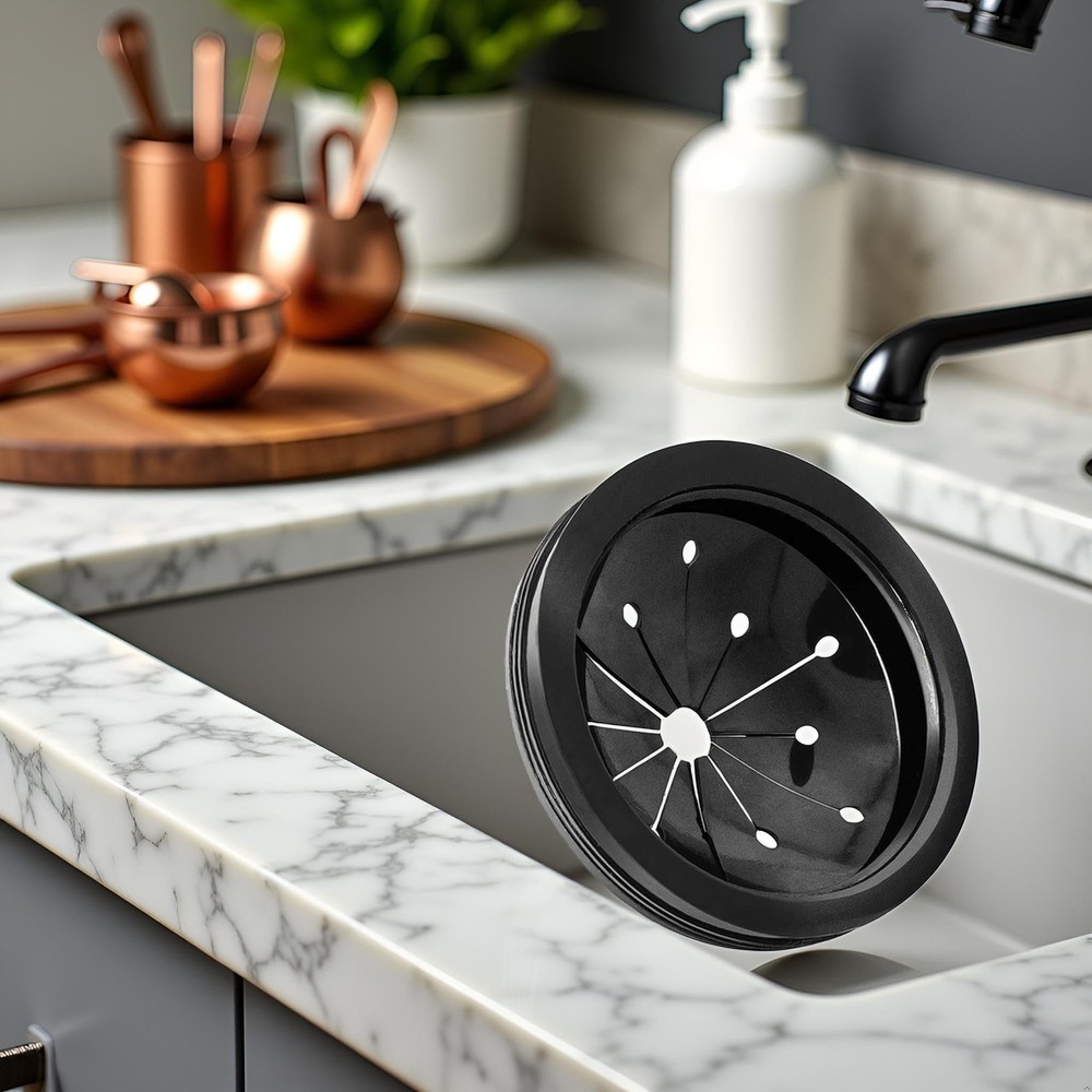 Black 3-Inch Garbage Disposal Splash Guard - Kitchen Sink Baffle Covers for...