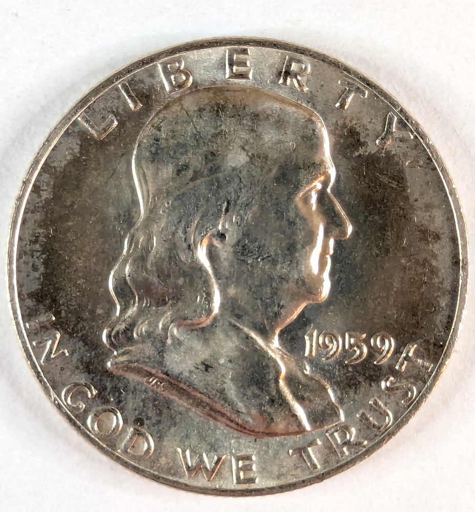 1959-D Ben Franklin Half Dollar, 90% Silver, Uncirculated