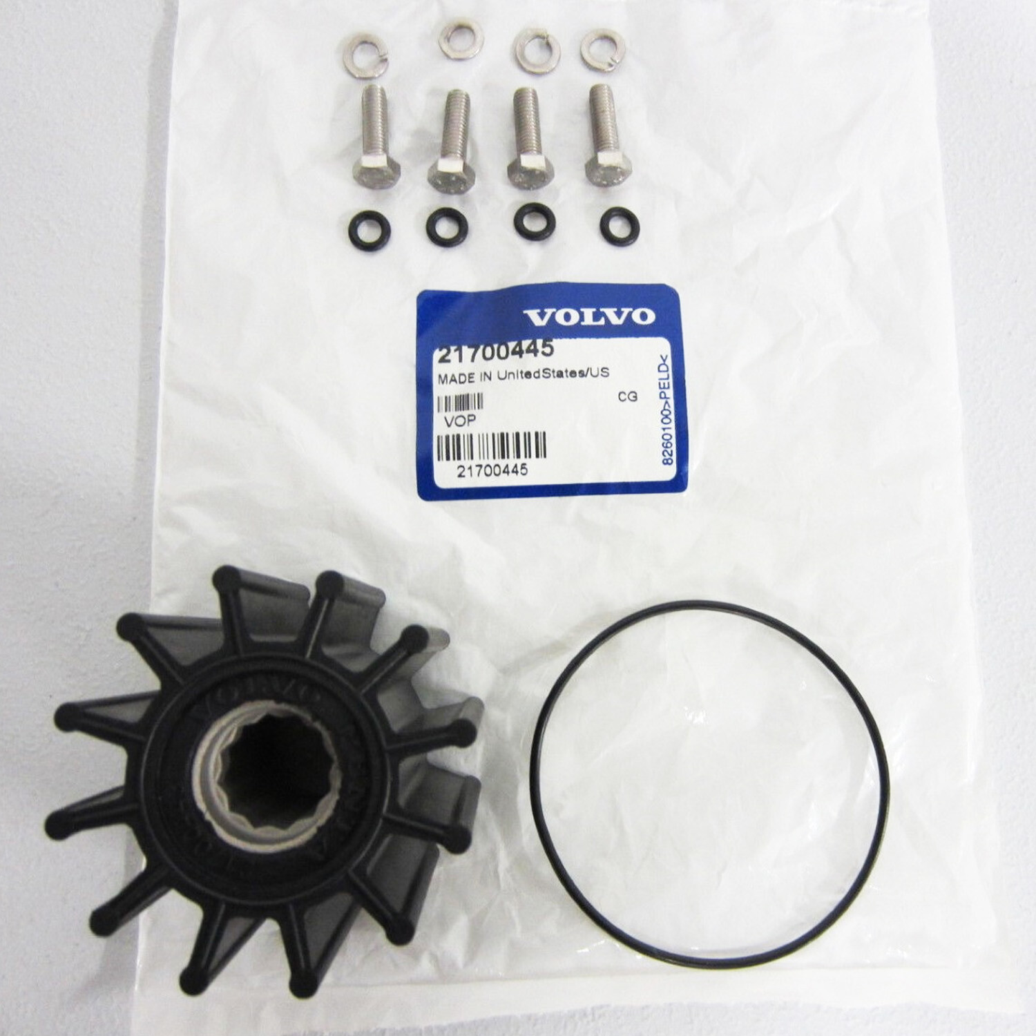 Volvo Penta Sea Water Cooling Pump Impeller Kit New OEM 21700445 V8 380