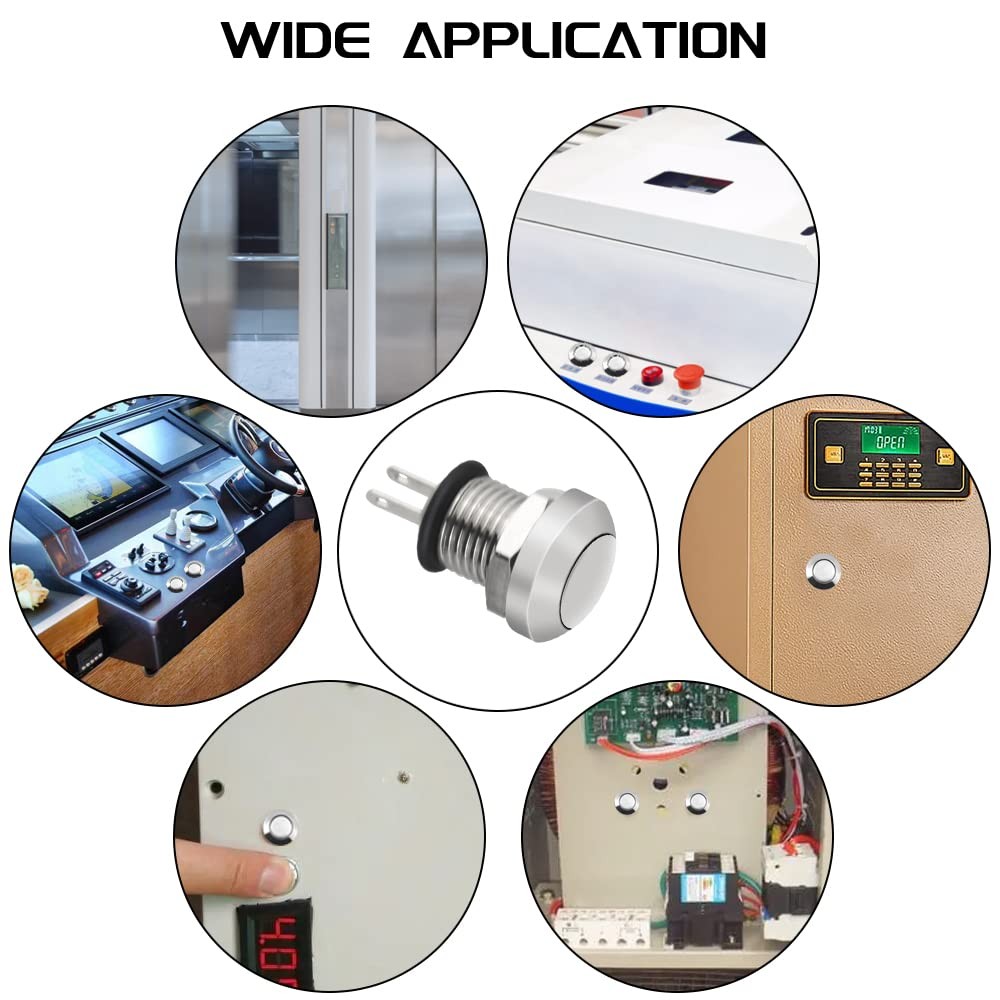 5 PCS 8mm Momentary Push Button Switch 1A 24V 1NO